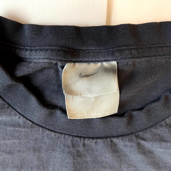 Vtg Y2k Nike Mini Swoosh Essential Shirt Navy Blue Faded Thrashed Silver Tag XL - Picture 5 of 14